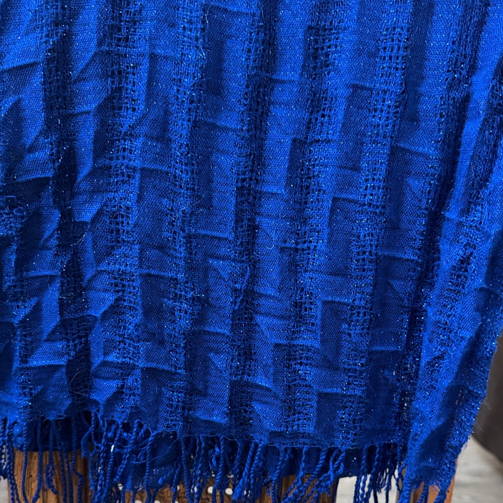 Vibrant Blue Textured Scarf